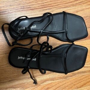 Jeffrey Campbell straps black flat sandals